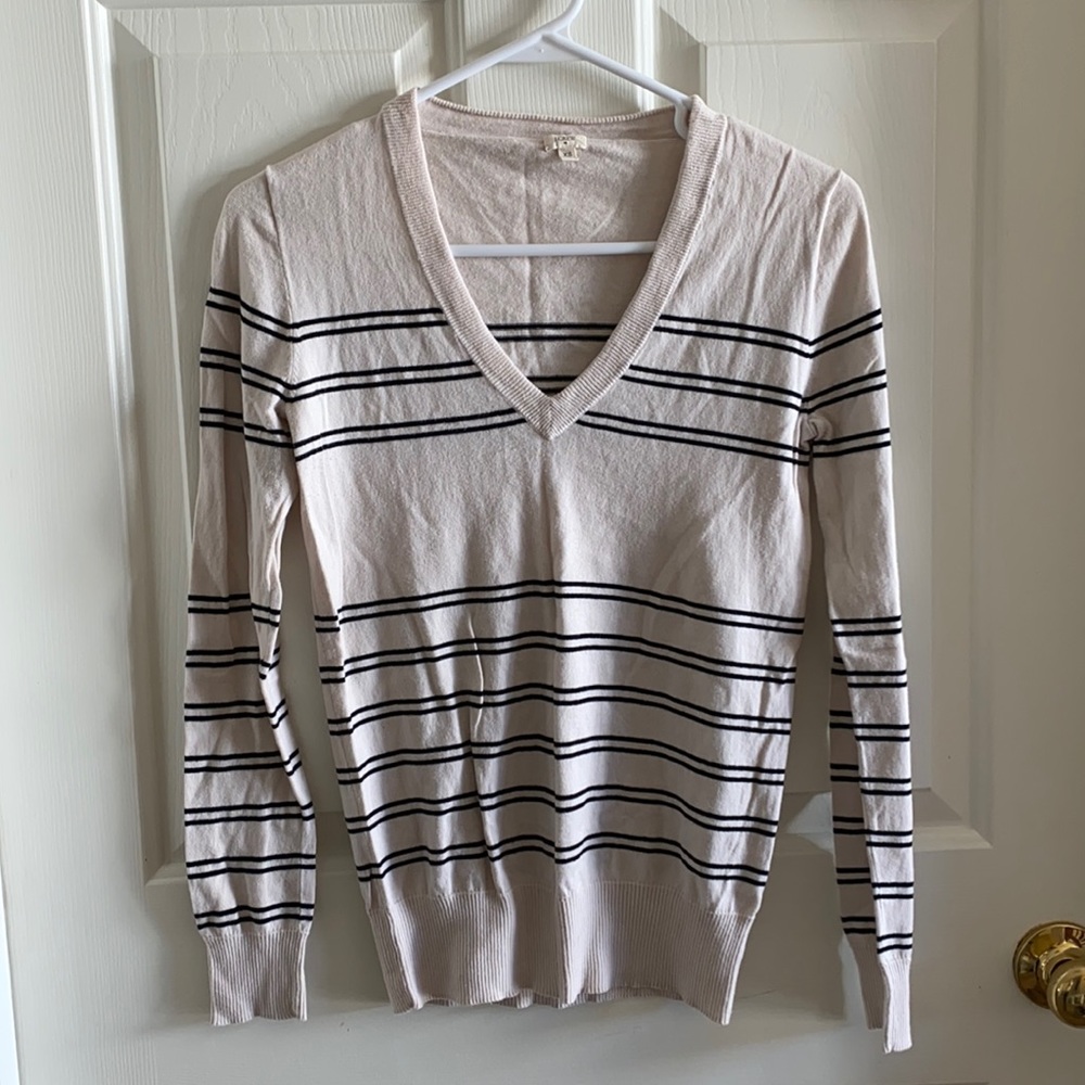 J. Crew Striped Vneck Sweater